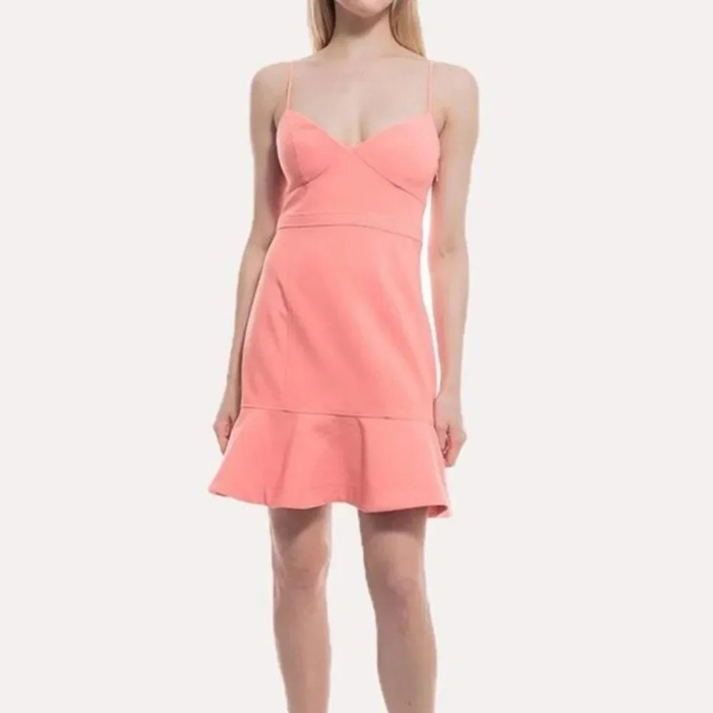 LIKELY Lillie Mini Dress Salmon Pink A-Line Ruffle Hem Size 6 Revolve